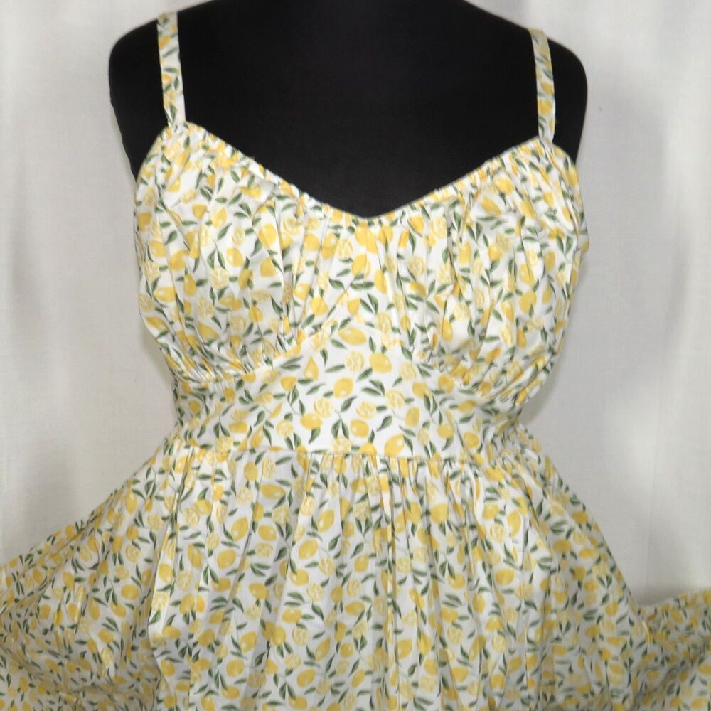 Torrid Retro Chic Lemon Print Cotton Blend Fit Flare Side Pocket Dress Size 18 - Picture 5 of 11